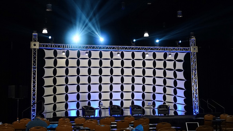 Sound Level Events audio and lighting rig on site